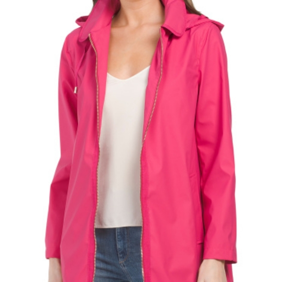 Kate Spade Vibrant Pink Rain Coat Trench Coat